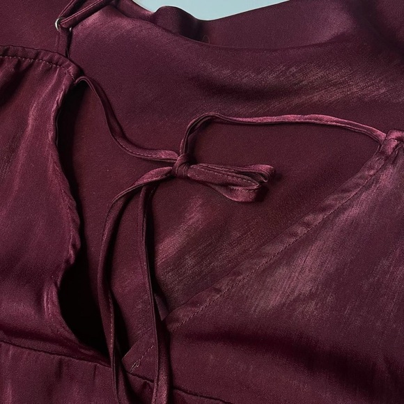 Wine red asymmetrical midi dress NWT S - Picture 5 of 6